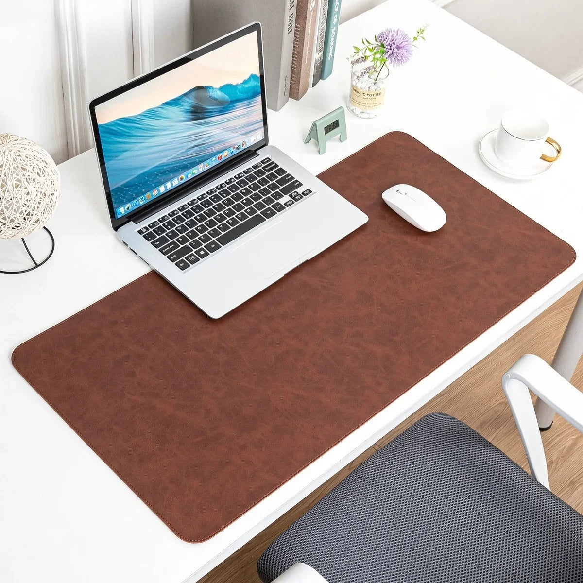 Waterproof Mouse Pad Protective Cover, Non-slip, Easy To Clean, Crazy Horse Leather
