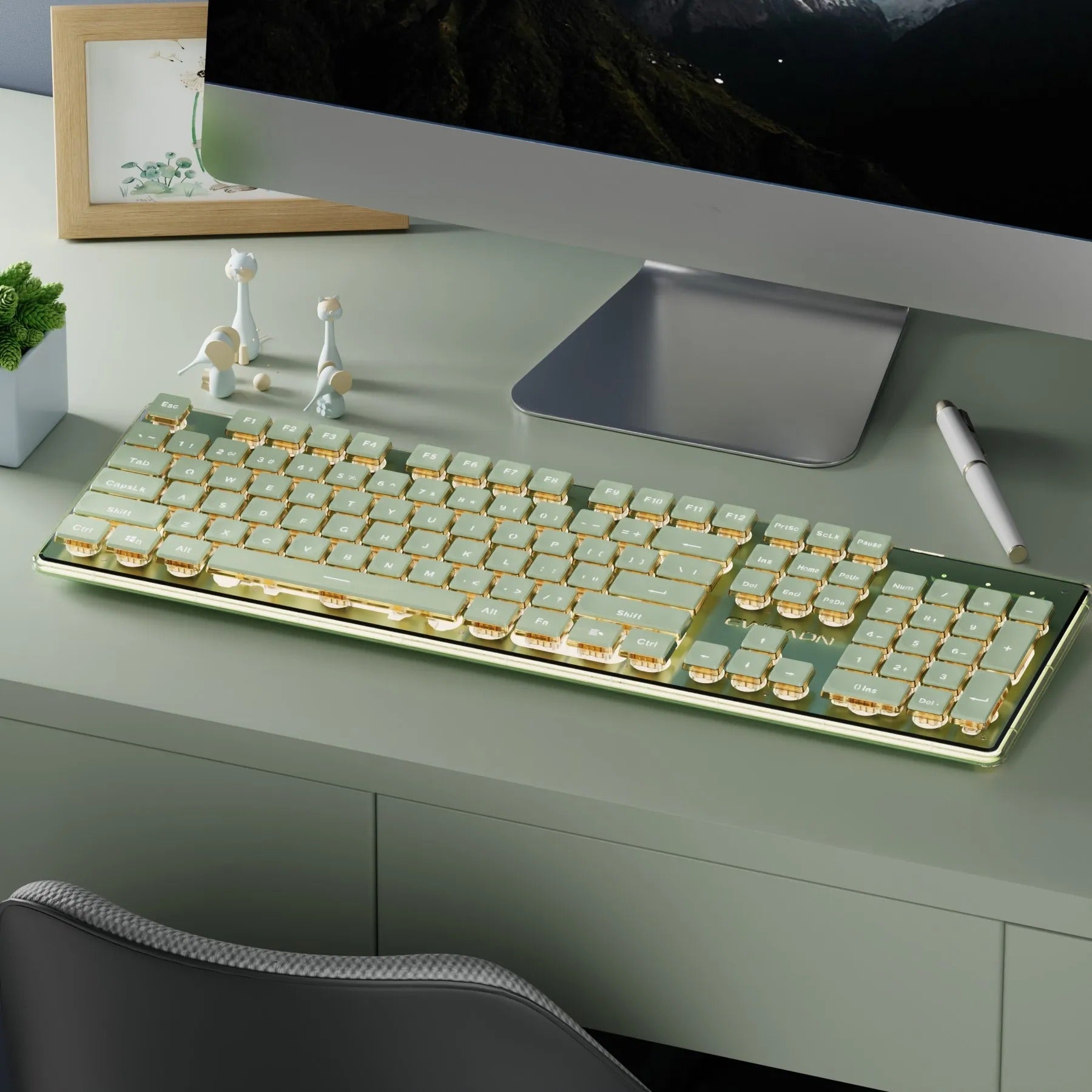 Wireless Bluetooth Keyboard With Metal Panel 104 Keys