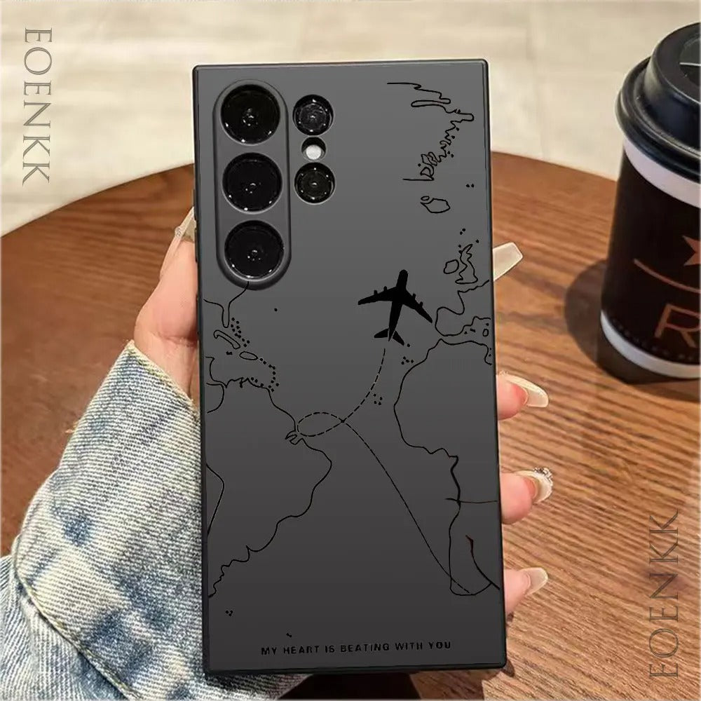 Airplane Route Desian Phone Case For Samsung Galaxy S23 Series