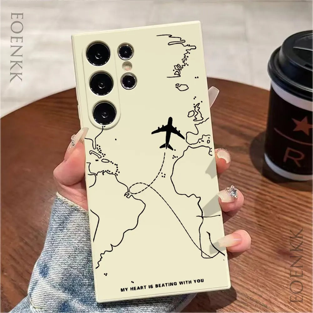 Airplane Route Desian Phone Case For Samsung Galaxy S23 Series